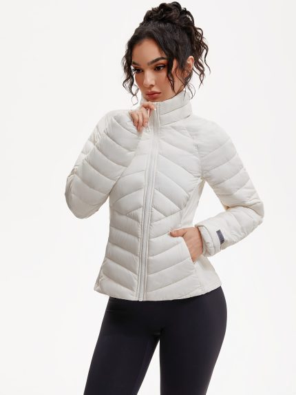 Women's Puffer Jacket with Stand Collar & Zippered Pockets - Slim-Fit Winter Coat, Short-Length thletic Windbreaker for Gym, Skiing, - Machine Washable Cold-Weather Outerwear (No Belt), Jackets For Women, Puffer Jacket Women, Winter Jacket For Women, Coats For Women, Winter Coat Women, Winter Jackets For Women, Puffer Jacket For Women, Winter Clothes For Women, Puffer Coat Women, Winter Coats For Women, Womens Coat, Jacket For Women Winter, Thermal Jacket For Women,